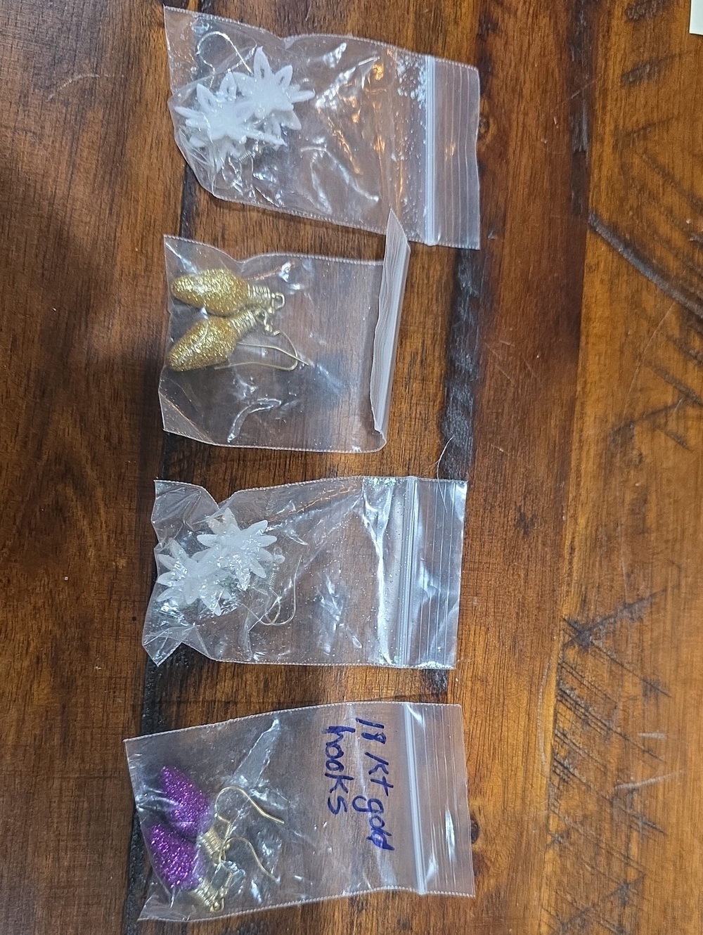 Unbranded Purple and Gold Glitter Ear Hook Earrings - Pack of 4